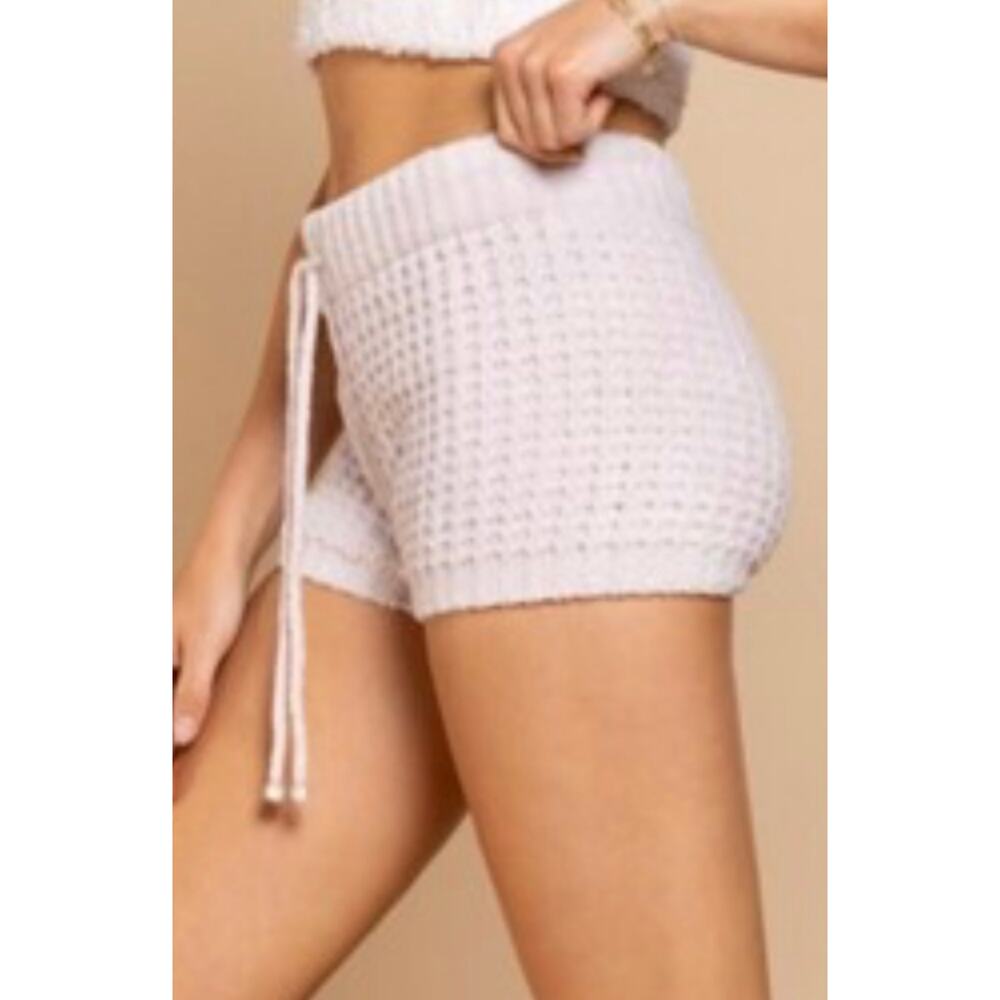 POL knitted soft crochet shorts beige sweater lounge comfy soft Medium New